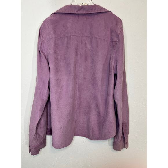 New York & Company (NY & Co) Vintage Lilac Suede-Look Button Down Shirt Sz XL - Picture 8 of 8